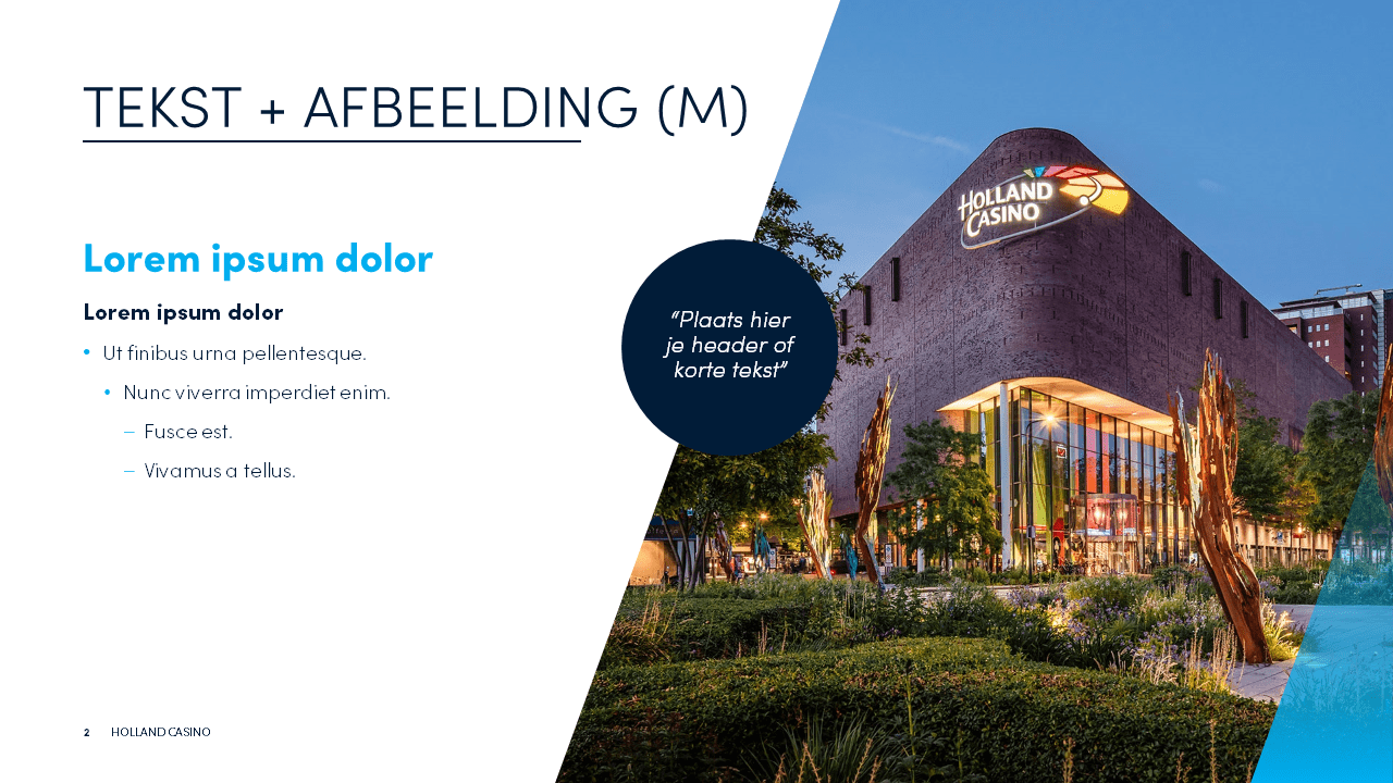 Slidebuilder Holland Casino - Tekstslide